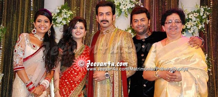 prithviraj supriya menon wedding reception